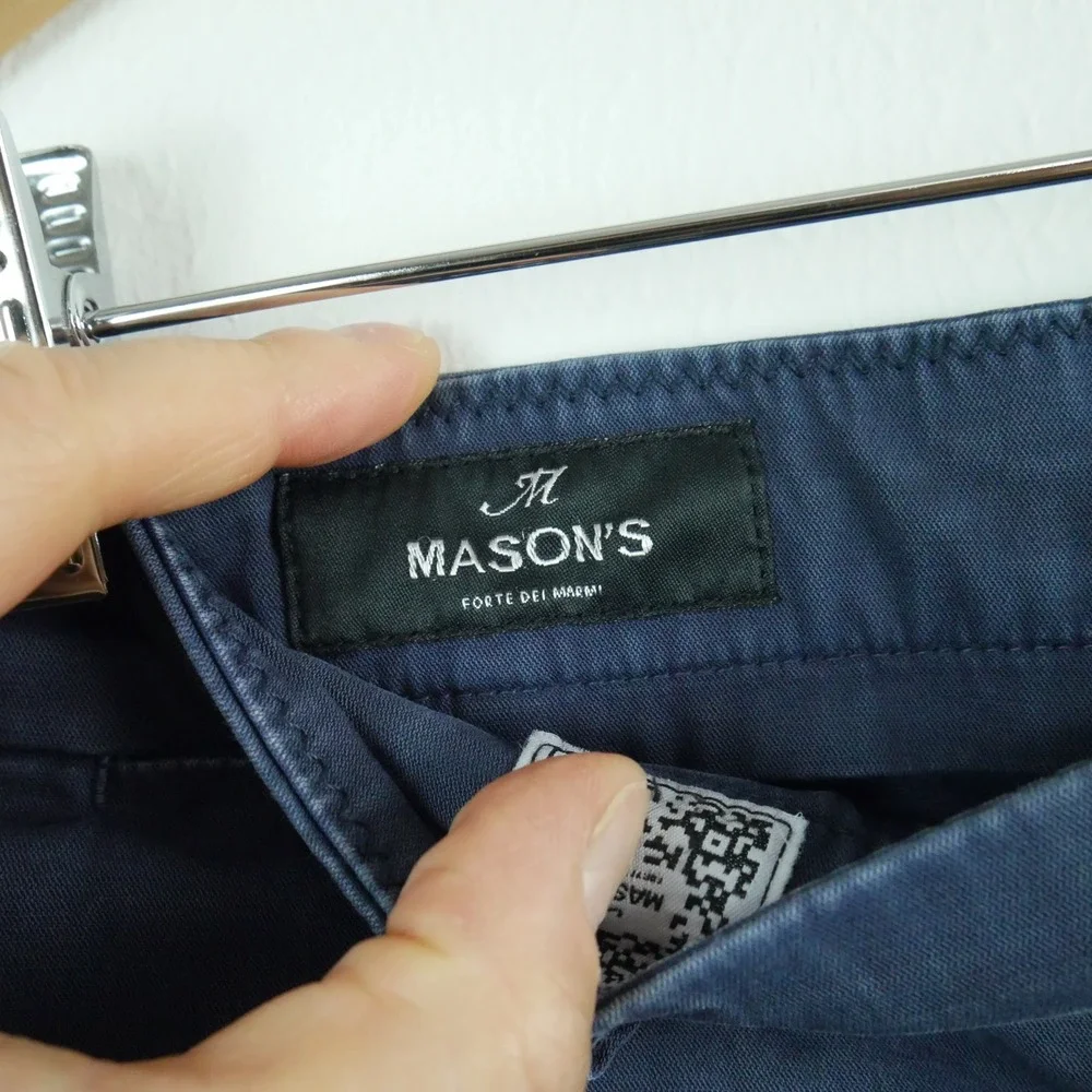 M Mason's Mens Navy Blue Chino Pants Italy Fits 36x31 Quiet Luxury Preppy